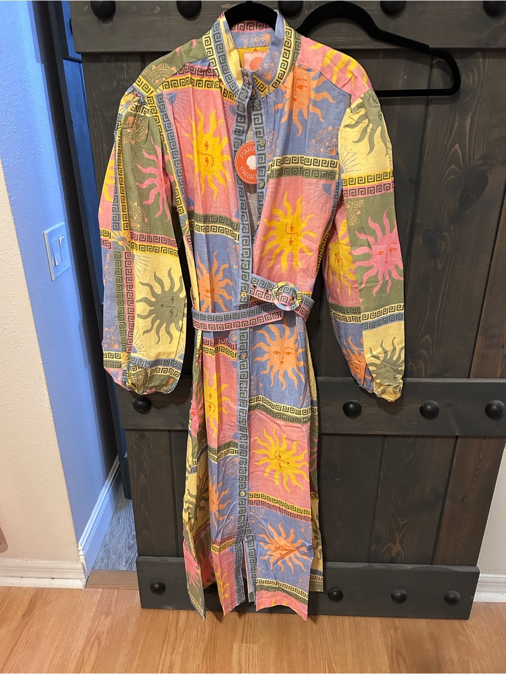 PARADISA by PROSPERINA ANNA MARIA MULTI SUN PRINT LINEN BLEND MIDI DRESS NWT S - Picture 6 of 6